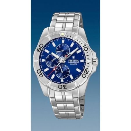 f  festina mens gents blue dial chronograph bracelet watch   p