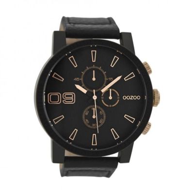 oozoo timepieces black leather strap sku